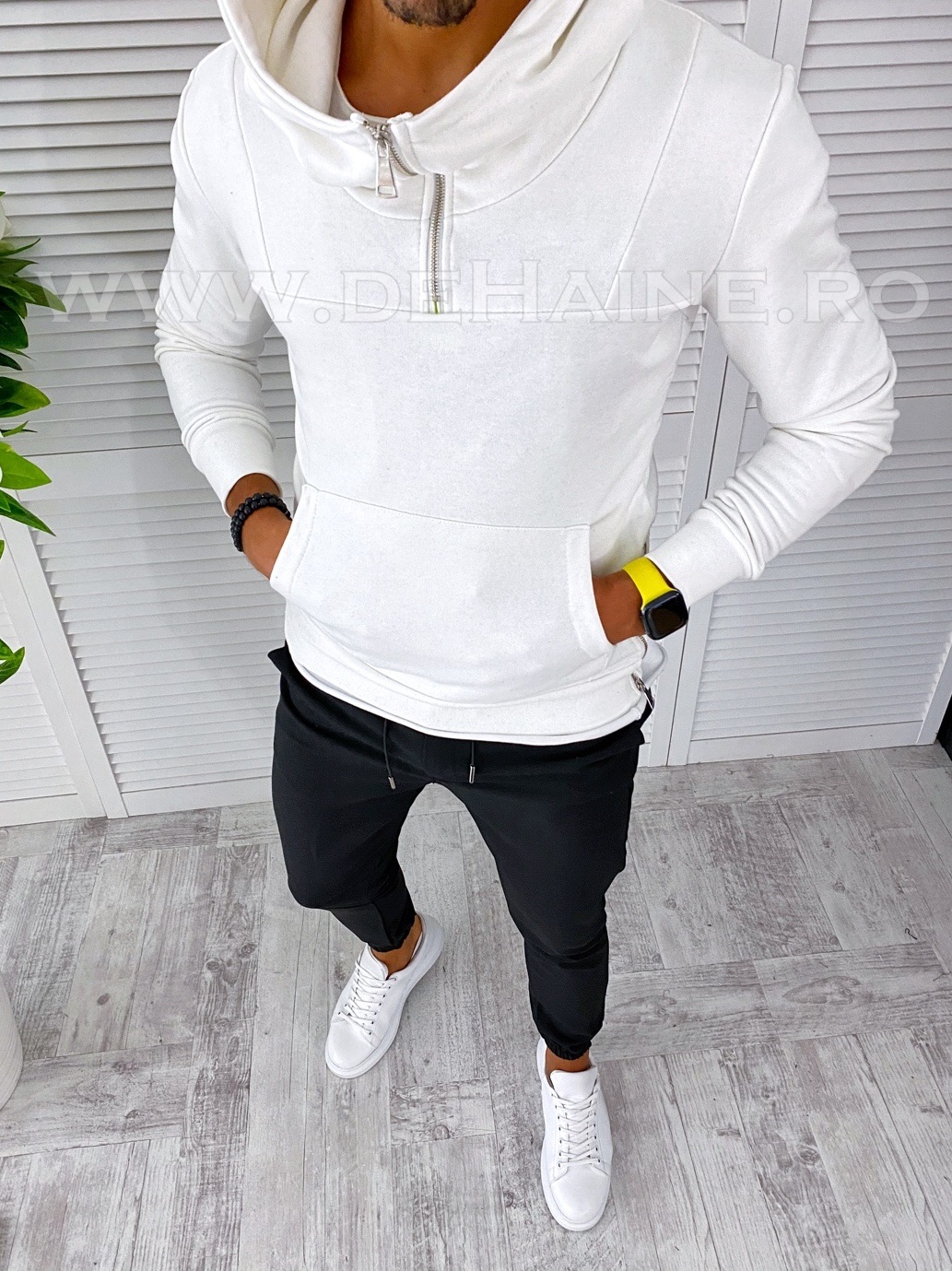 Hanorac barbati alb slim fit 2663 n5-5